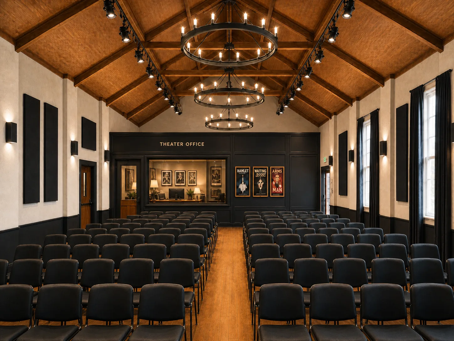 Virtually staged lecture event and performance seating concept